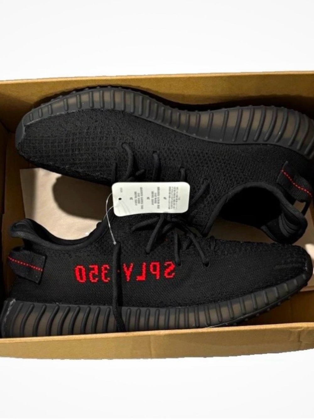 Women’s Yeezy 350 adidas Black Knit Athletic Sneakers with Red Accent Stitching